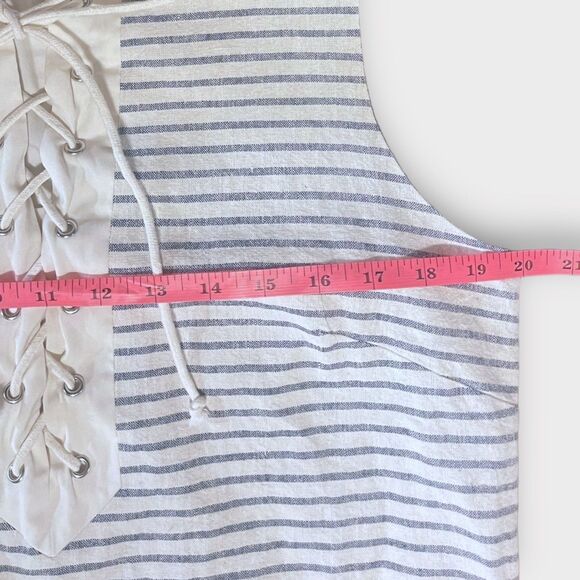 Cremieux Striped Sleeveless Tie-up Tunic Dress sz L Linen Blend Preppy Resort - Picture 9 of 12